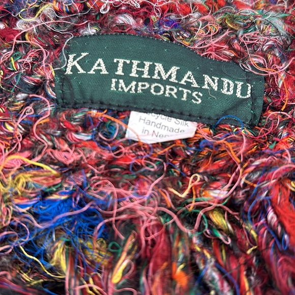 Silk Kathmandu Scarf Nepal Long Scarf 80”  vibrant Colors Pristine Cond - Picture 2 of 8
